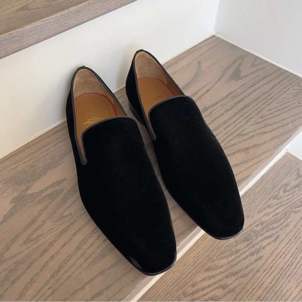 Christian Louboutin Men's Dandelion Velvet Loafers in Black NWOB